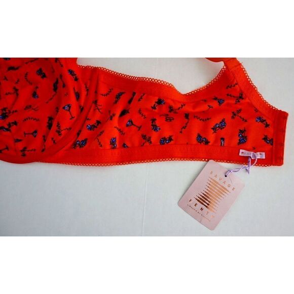 Savage X Fenty Women's Sz 46DDD Hot Red Shot Cotton Essentials Unlined Bra $40+ - Picture 4 of 7